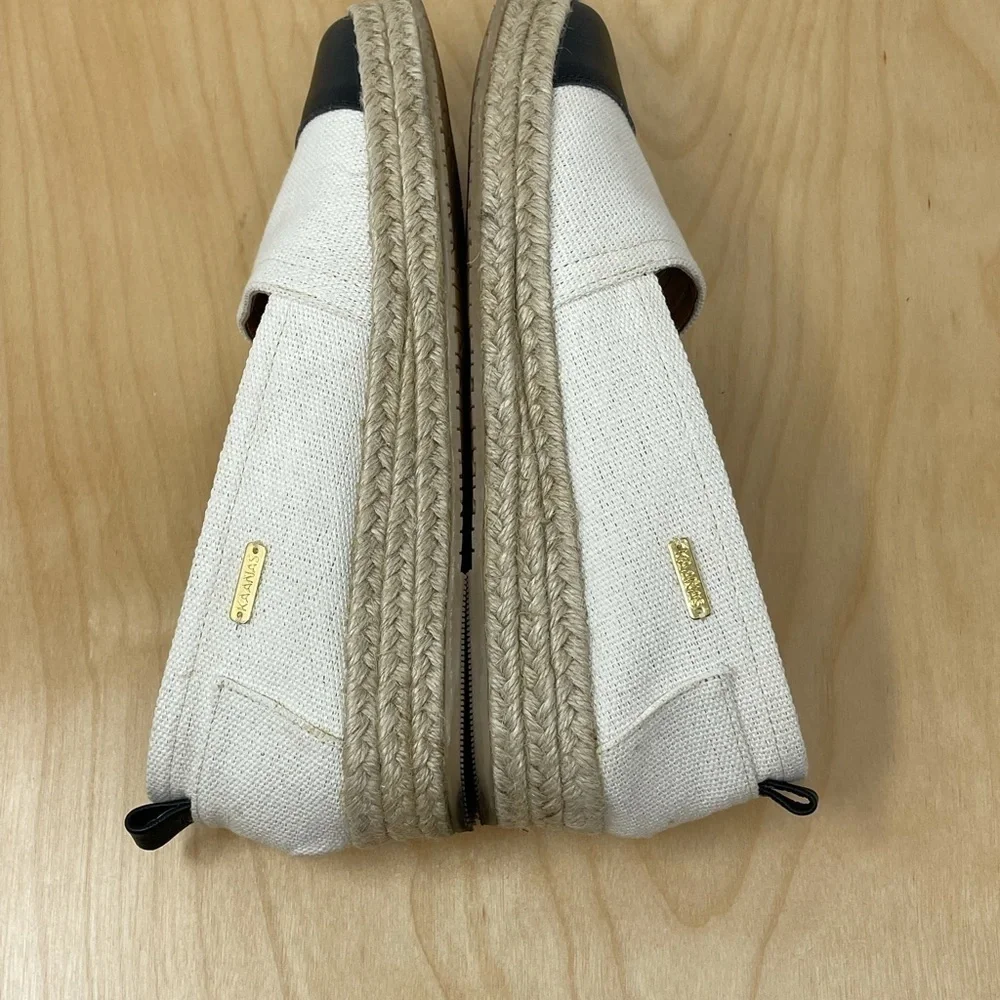 Kaanas Sand/Black Cap Toe Espadrille Shoes 38